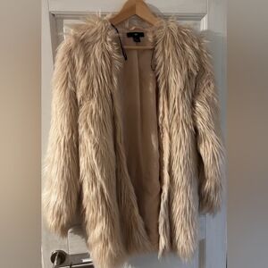 Women's Faux Fur Coat - Cream